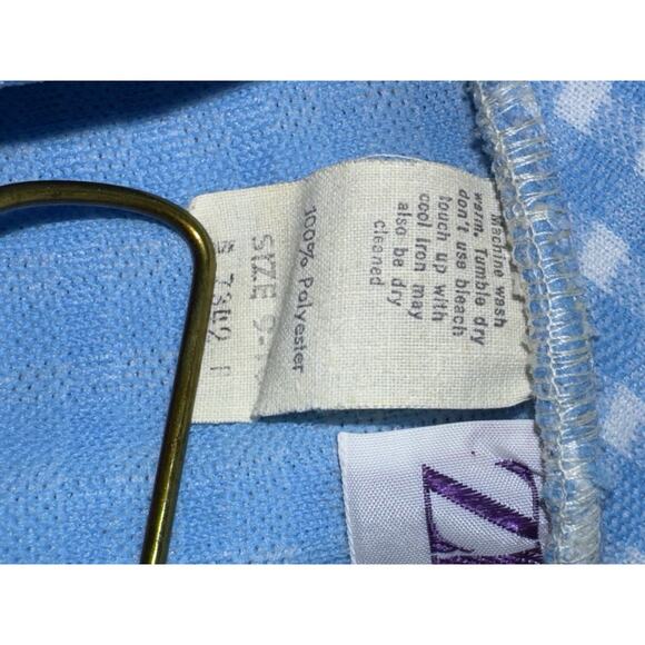 Vintage 1970s ZIO by Youngja Blue Gingham Short Sleeve Button Shirt Top Sz 9/10 - Picture 4 of 7